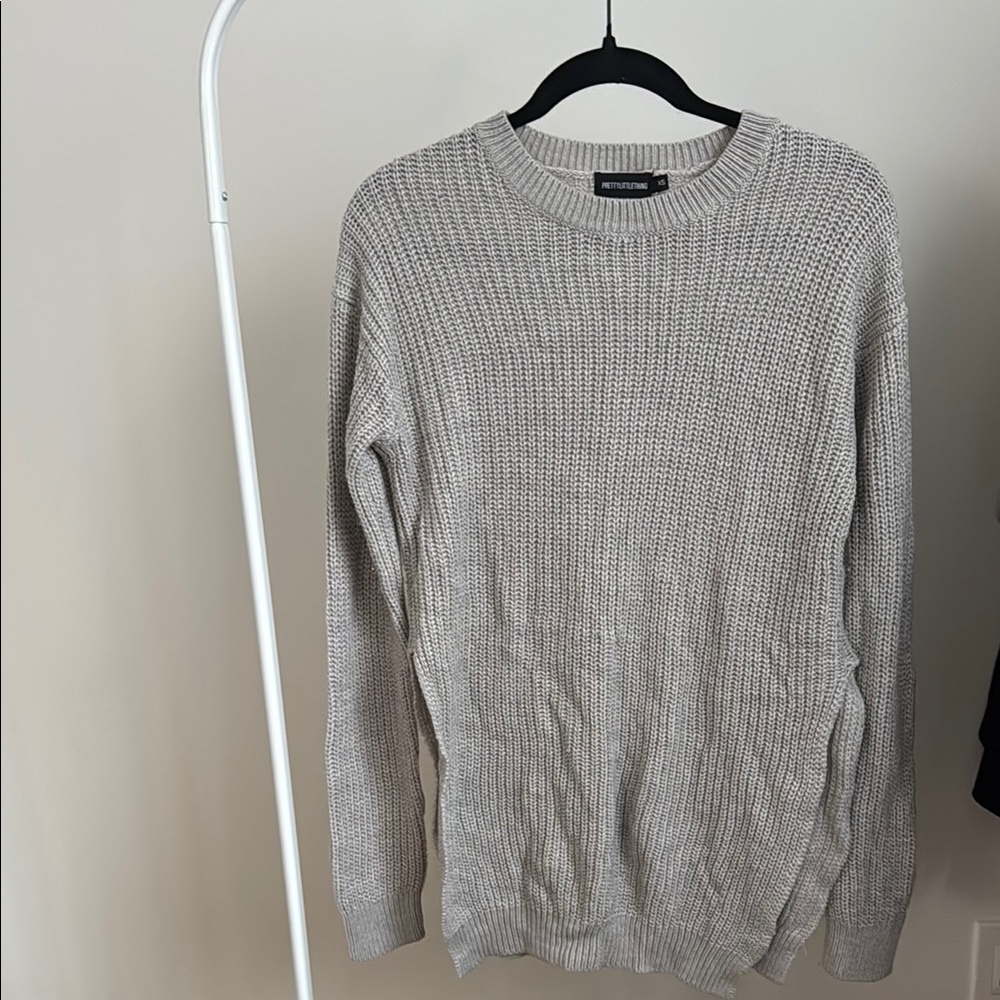 Side Slit Gray Sweater